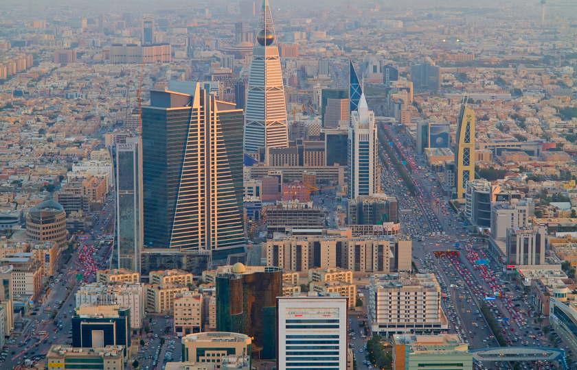 RIYADH - FEBRUARY 29: Aerial view of Riyadh downtown on February 29, 2016 in Riyadh, Saudi Arabia.